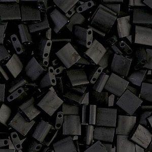 TL-401F,  MATTE Black, 5-15 grams, Miyuki, Tila Beads, 2 hole, 5x5x1.9mm, black, jet, matte, Beadweaving, Beading, (wt67)