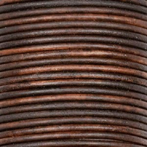 1.5mm Round, Antique Dark Brown Leather Cord, Real Leather, (lea6)