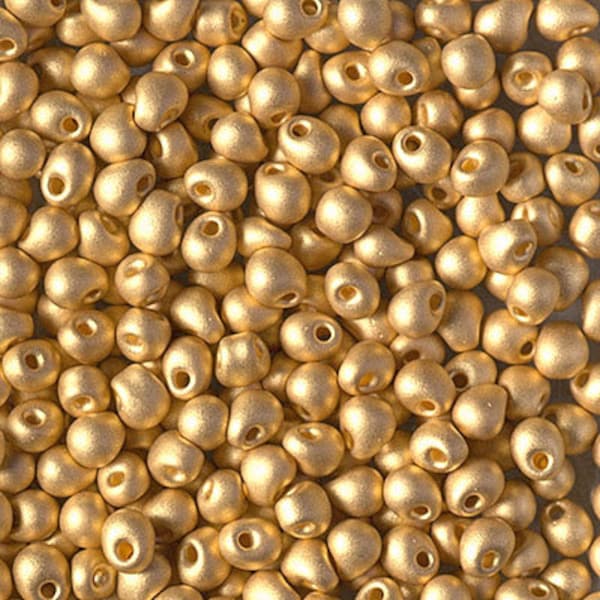 DP-191F, 24Kt GOLD Plated Matte, Miyuki 3.4mm Drop Bead, fringe beads, gold, 24 Kt, kumihimo, (db-97),