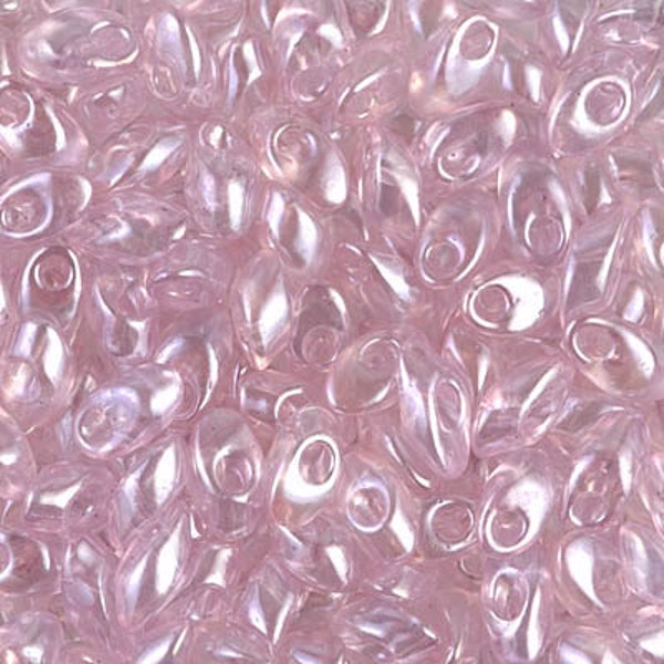 LMA-3503, Trans PALE ORCHID Luster, 10-25 grams, Miyuki 4x7 Long Magatama, fringe drop glass, purple, pink, rose,  kumihimo, (Lm38)