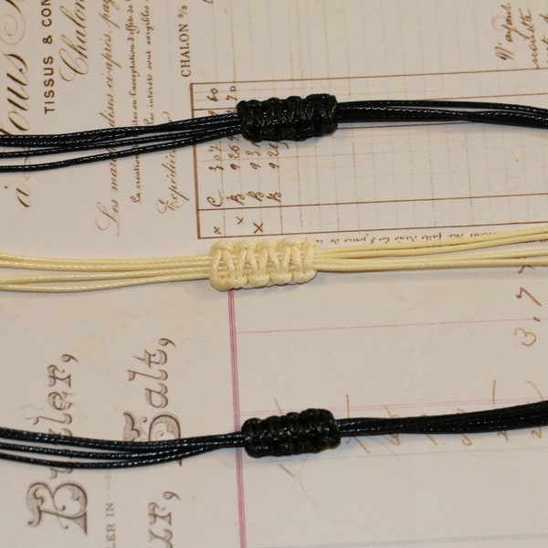 Bracelet Ends, Adjustable Extendable Sliders, Polyester Braided Cord, Gold Plated, Silver, Rose Gold Plated, Black, Beige, Bracelets