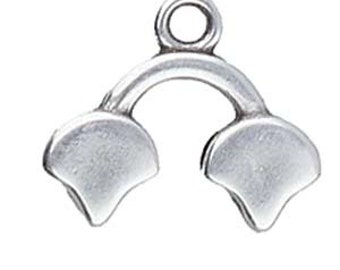 Cymbal Element, KASTRO II-Ginko Bead End, 1 piece, Ant. Silver Plated, Made in Greece, Metal Component, (cym7)