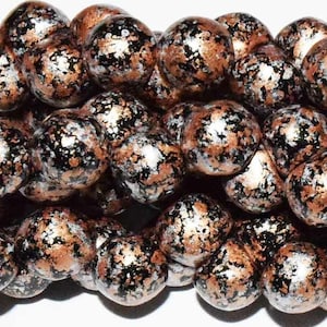 7mm, GRANITE GALAXY GOLD, Mushroom Beads, Buttons, drop beads, gold, orange, black, Knitting, Kumihimo, (mush8)