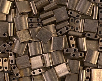 10 g Perline Quarter Tila™ 5x1.2x1.9 mm, 2 fori, Bronzo scuro satinato