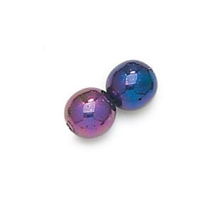 ビーズ25個、6mm、パープルアイリス、滑らかな丸いドゥルク、丸いドゥルク、チェコビーズ、（6duk25）（bm）