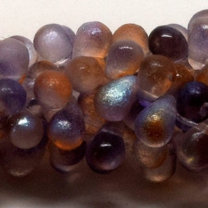 TOPAZ CELESTIAL Etched, 4x6, 6x4mm drop beads, tear drops, Kumihimo, Knitting, Beadweaving, (4x6-73)