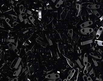 QTL-401, BLACK, 5-15 grams, Miyuki, Quarter Tila Beads, 2 hole, 5x1.2x1.9mm, black, jet, Beadweaving, (qt37)