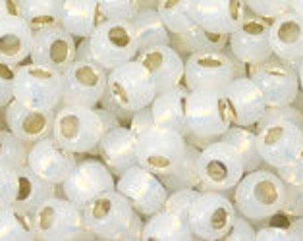 11/0, 8/0, 6/0,  #2100, Silver-Lined MILKY WHITE, Toho Seed Bead, milky white, silver, alabaster, Now Tubes Also, TR-2100