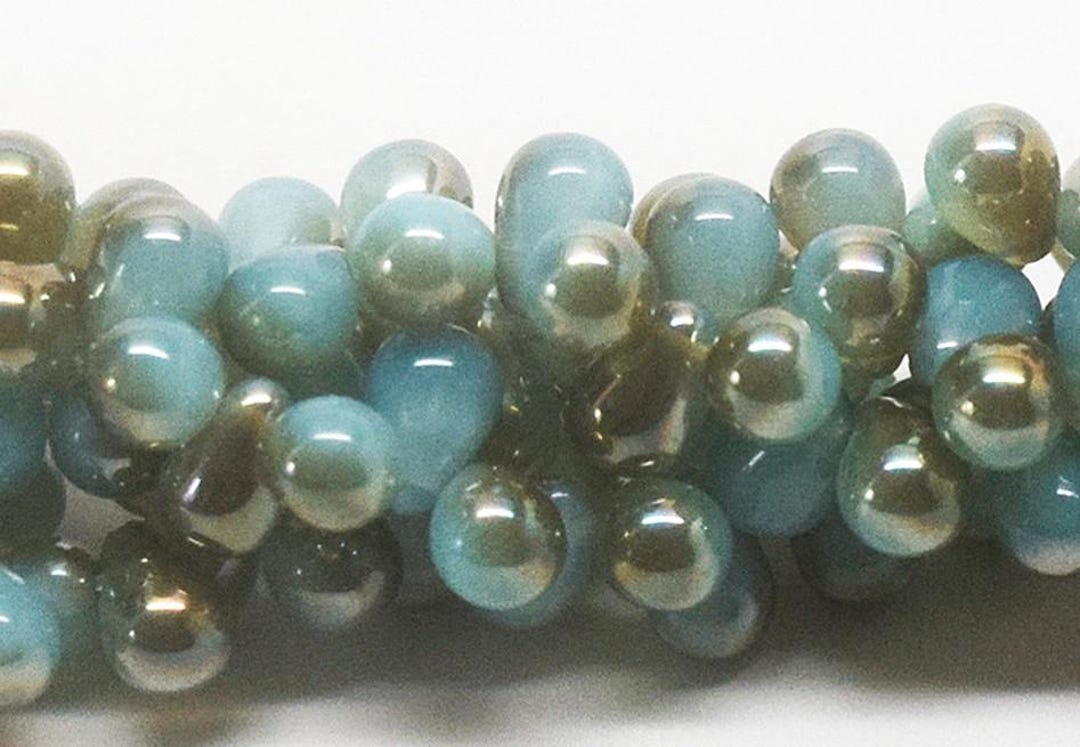 カリビアンターコイズラスター、4 x 6 mm、ブルー、グリーン、ドロップ