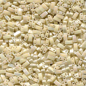 HTL-486, IVORY Pearl Ceylon,  5-15 grams, Miyuki, Half Tila Beads, 2 hole, 5x2.3x1.9mm, Beadweaving, Beading, Jewelry (ht124),