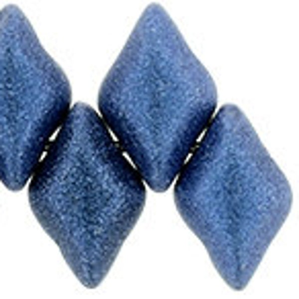 79031, METALLIC SUEDE BLUE, 5-15 grams, GemDuo, 8x5mm, 2 hole, opaque, blue, cobalt,  navy, indigo, Kumihimo, Beading, (G27)