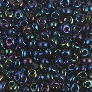 452, METALLIC Dark BLUE IRIS, 4 mm Magatama, koraliki wiszące Miyuki, koraliki frędzlowe, czarny, niebieski, fioletowy, różowy, czerwony, zielony, Beadweaving, (m-25)