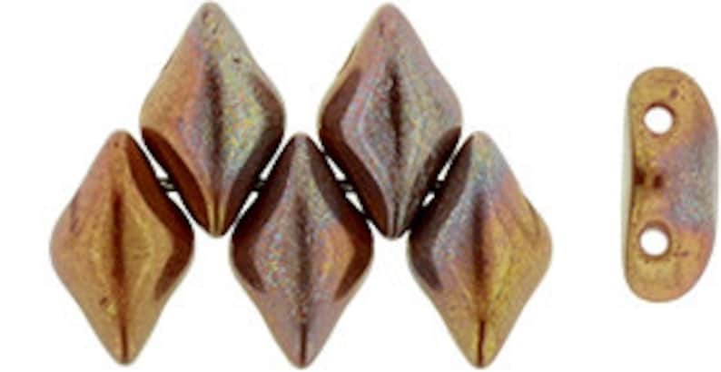 Jewelry picasso opaque 5-20 grams #B9320 8x5mm Kumihimo BRONZE LUSTER Opaque RED, 2 hole blue bronze GemDuo Beading G52