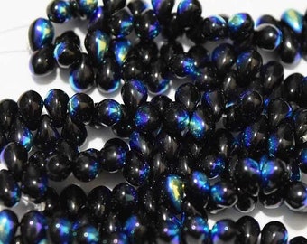BLACK AB, 4x6, 6x4mm drop beads, tear drops, purple, Kumihimo, Knitting, Beadweaving, (b) (4x6-65)