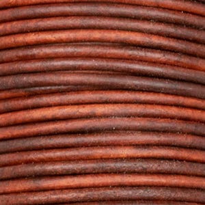 2mm Round, Antique Red Cherry Leather Cord, Real Leather, (lea11)