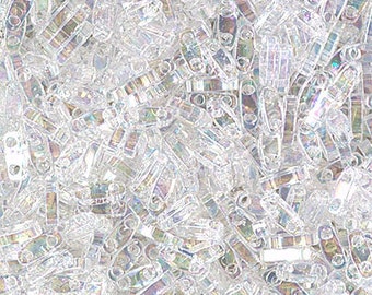 QTL-250, CRYSTAL AB, 5-15 grams, Miyuki, Quarter Tila Beads, 2 hole, 5x1.2x1.9mm, white, crystal, clear,  Beadweaving,  (qt61)