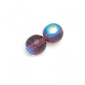 4 mm、ラウンド Druk、ダークアメジスト AB、20060/28701、チェコビーズ、(duk36)(bm)