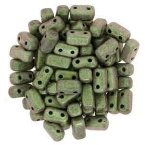 94103, Polychrome Olive Mauve, 3/6mm  CzechMates Brick,, 2 hole, glass beads, Jewelry, Beadweaving, (BR42)