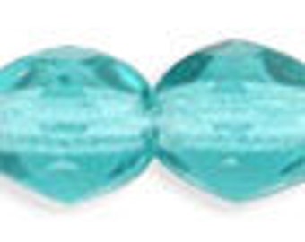 50, 04-6021, LIGHT TEAL, 4mm Czech Fire Polished Faceted  Round Glass Beads, blue, aqua, teal, green, seafoam, (4-84)