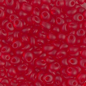 141F, MATOWY TRANSPARENTNY rubin, 4 mm Magatama, szklane koraliki Miyuki, koraliki wiszące, koraliki frędzlowe, czerwony, rubin, syjamski, różowy, (m-6)