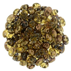 RR1006, BRONZE LUSTER 1/2 Topaz, Superduo, 2 hole, 2.5x5mm, bronze, olive, green, yellow, Kumihimo, Beadweaving, (sd-65)
