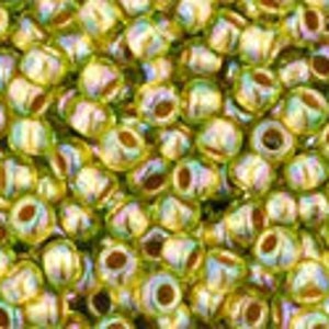 11/0, 8/0, 6/0,  #996, Gold-Lined RAINBOW PERIDOT, Toho Seed Bead, green, brown, lime, sage, Kumihimo, TR-996