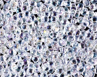 DP28-250, Crystal AB, Miyuki 2.8mm Drop Bead, fringe beads, white, alabaster, rainbow, (db28-21)
