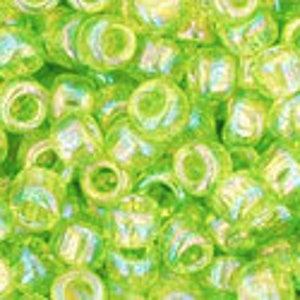 11/0, 8/0, 6/0,  #164, Trans-Rainbow LIME GREEN, Toho Seed Bead, green, lime, yellow, lime green, TR-164