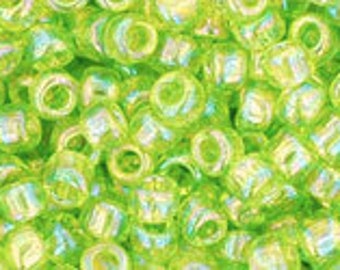 11/0, 8/0, 6/0,  #164, Trans-Rainbow LIME GREEN, Toho Seed Bead, green, lime, yellow, lime green, TR-164