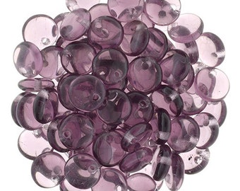 2006, AMETHYST, 25-50, 6mm Lentil Beads, One Hole, purple, violet, amethyst, Czech glass beads, Kumihimo, weaving, (LB-7),