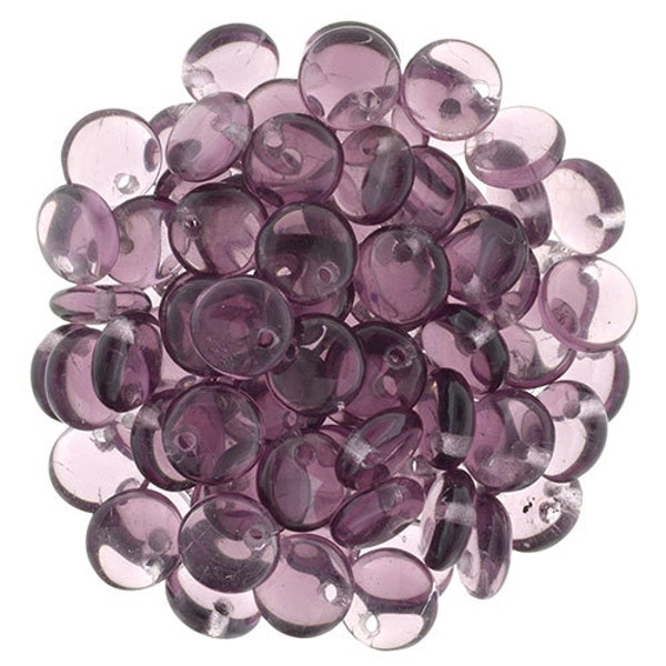 2006, AMETHYST, 25-50, 6mm Lentil Beads, One Hole, purple, violet, amethyst, Czech glass beads, Kumihimo, weaving, (LB-7),