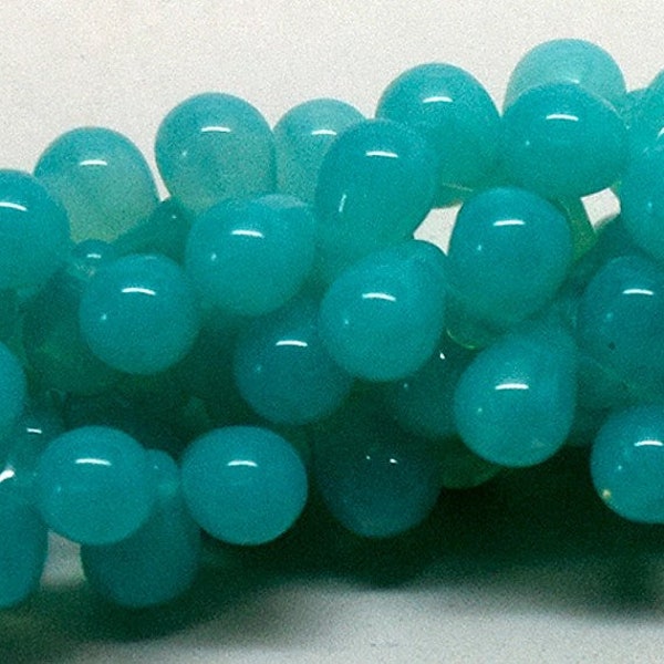 Caribbean Turquoise, 4x6mm, Blue, Green, drop beads, Kumihimo, Knitting, Beadweaving, (4x6-72)