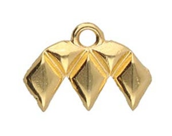 Cymbal Element, KALAMOS III-Gemduo Bead End, 2 pieces, 24K Gold Plated, Made in Greece, Metal Component, (cym29)