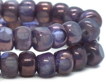 1075, 4x3mm, Thistle with a Purple Metallic Finish, Trica Beads, Czech Tri Cut Glass Beads (tri42)