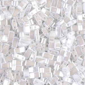 QTL-420, White PEARL CEYLON, 5-25 grams, Miyuki, Quarter Tila Beads, 2 hole, 5x1.2x1.9mm, white, alabaster, pearl, Beadweaving,(qt56),