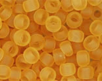 11/0, 8/0,  #2F, Trans-Frosted LIGHT TOPAZ, Toho Seed Bead, topaz, yellow, gold, tan, frosted, amber, golden yellow, TR-2F