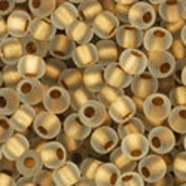 11/0, 8/0, 6/0,  #989F, GOLD-Lined, Frosted CRYSTAL, Toho Seed Bead, special, gold, brown, cream, beige, TR-989F
