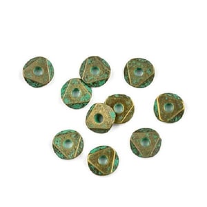 2.6mm Faceted Heishi Beads, Patina Spacers, Blue Green Spacers, Bronze, Metal Patina Daisy Spacers, Lead and Nickel Free, DIY (gc7)