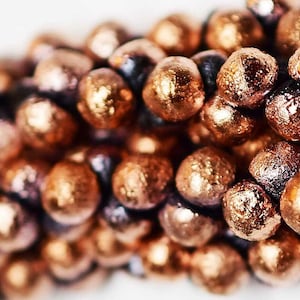 7x7mm, BLACK COPPER Etched, Mushroom Beads, Buttons, drop beads, gold, orange, black, copper  Knitting, Kumihimo, (mush30)
