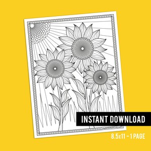 Sunflowers Coloring Page {DIGITAL DOWNLOAD}