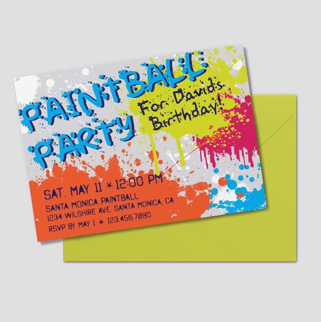 Paintball Party Birthday Invitation Etsy Canada