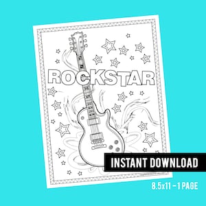 Rockstar Coloring Page {DIGITAL DOWNLOAD}