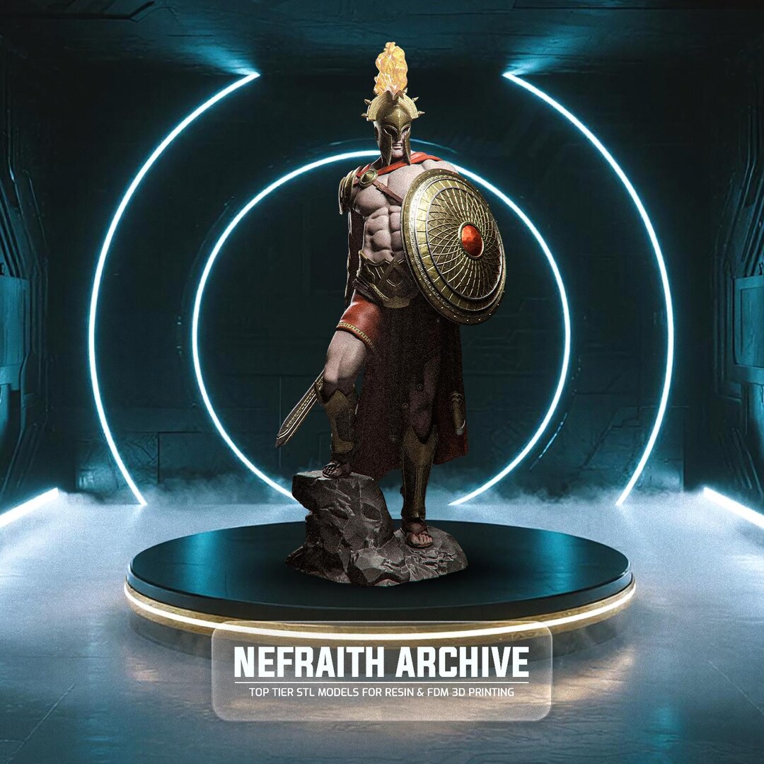 Spartan Warrior – Fanart 3D STL Print File | Rock Diorama Base Multiple ...