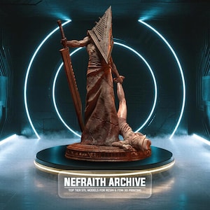 Pyramid Head – Silent Hill 3D STL Print File | Horror Diorama Statue | Great Knife Base (Multiple Scales) | Fanart STL Instant Download
