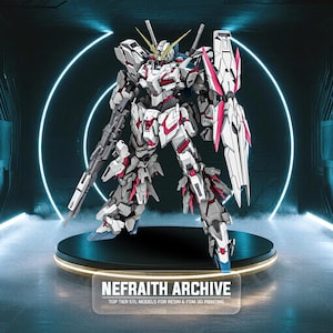 Unicorn Gundam 1/100 Scale Statue – 3D Stl File Anime Mecha Robot Model Kit | High Detail 3d Print for Resin & Fdm Printers Instant Download