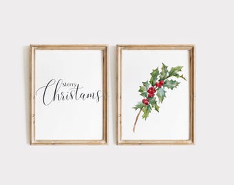 Merry Christmas Wall Art Printable | Rustic Farmhouse Christmas Sign | Minimal Holiday Wall Decor | Instant Download. Fall Digital Print