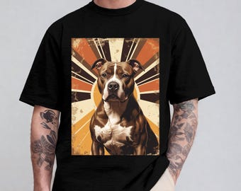Pitbull Dog Shirt , Retro Pitbull Graphic Tee for Dog Lovers , Strong Loyal Brave Dog T-shirt