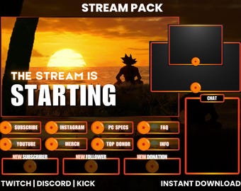Sonnenuntergang Twitch Stream Pack | Obs Anime Twitch Screen Overlay | Twitch Overlay | Anime Stream Overlay | OBS Panel | OBS-Overlays | Twitch-Paket