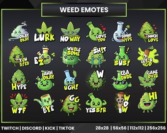Weed Emotes Pack | Kick Emotes|Stoner Twitch, Discord, Kick (PNG, Instant Download)