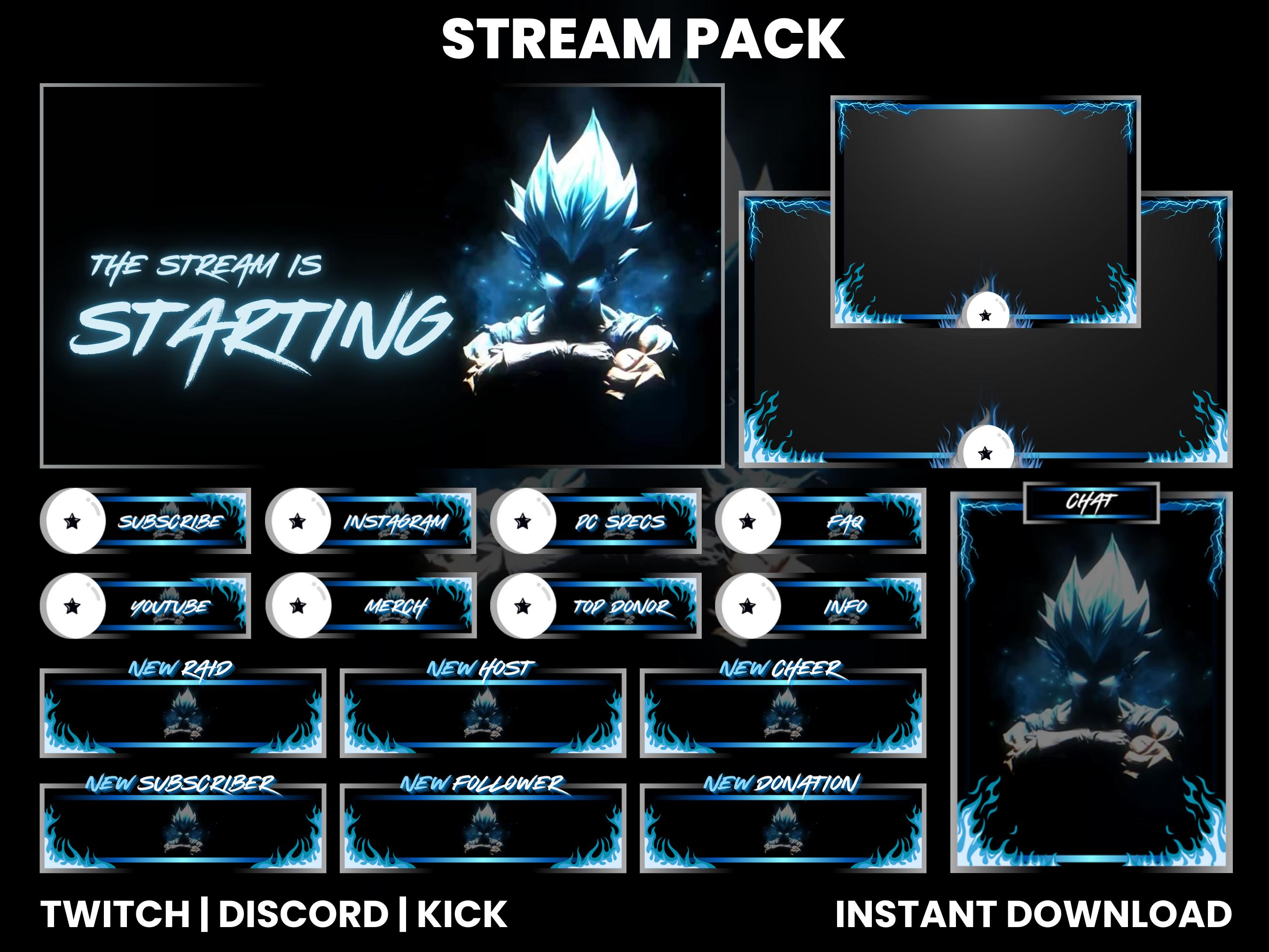 Weiße Augen Anime Twitch Stream Pack | Obs Anime Twitch Screen Overlay | Chat-Overlay | Twitch Alarme | Twitch Panel | OBS Kompatibel |
